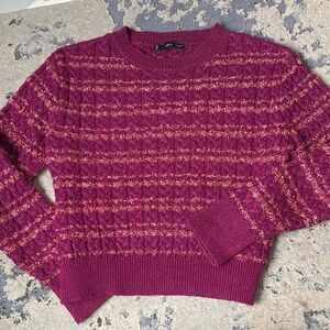 Mango Burgundy and Gold Crew Neck Sweater